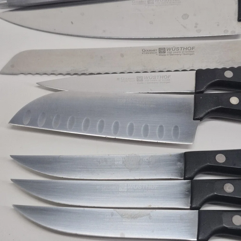 9 Wusthof Gourmet Knife Lot With Sharpener 8 Knives